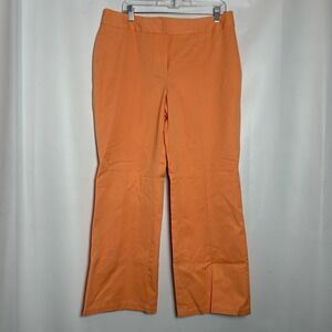 Ann Taylor Orange Peach Straight Leg Trousers Dress Pants Womens 14 Career Work
